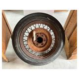 Antique wire wheel & tire Antique wire wheel & tire