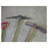 (F-2) 2 Vintage Pick Axes and 2 Han... (F-2) 2 Vintage Pick Axes and 2 Han...