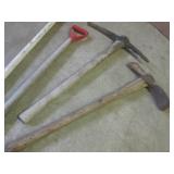 (F-2) 2 Vintage Pick Axes and 2 Han... (F-2) 2 Vintage Pick Axes and 2 Han...