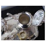 Vintage Oneida USA Silver Tray Coffee & Tea Set Complete