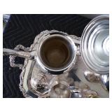 Vintage Oneida USA Silver Tray Coffee & Tea Set Complete
