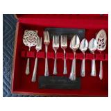Vintage Oneida Silverware Set in Original Wood Case