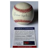 Warren Spahn Signed Baseball With PSADNA COA Rawlings ONLB White Ball With Case