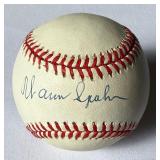 Warren Spahn Signed Baseball With PSADNA COA Rawlings ONLB White Ball With Case