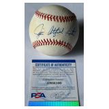 Jim Catfish Hunter Signed Baseball With PSA COA Rawlings OALB Brown Ball With Case