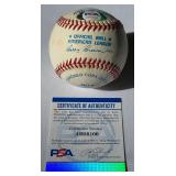 Jim Catfish Hunter Signed Baseball With PSA COA Rawlings OALB Brown Ball With Case