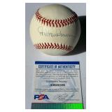 Hal Newhouser Signed Baseball With PSA COA Rawlings OALB Brown Ball With Case
