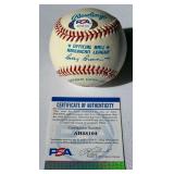 Hal Newhouser Signed Baseball With PSA COA Rawlings OALB Brown Ball With Case