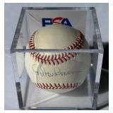 Hal Newhouser Signed Baseball With PSA COA Rawlings OALB Brown Ball With Case