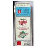 1987 World Series Game 1 Ticket With Obstructed View Stamp - Minnesota Twins Baseball