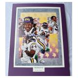 Randall McDaniel, Henry Thomas, and Steve Jordan Signed 1992 Minnesota Vikings Football Print