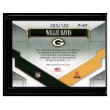 Willie Davis Auto /1002008 Donruss Gridiron Gear Performers #P-47 Numbered 063/100 Signed Green Bay Packers Football Card