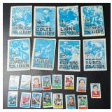 1969 Topps 4 in 1 (8) Stamp Books and 15 Individual Stamps - Vintage Footballl Cards