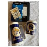 Minnesota Fighting Saints Vintage Hockey Lot - 2 Cups / Mugs, New Playing Card Set, VHS Tape