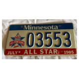 1985 All-Star Game Minnesota Twins Baseball Vintage License Plate