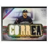 Carlos Correa Triple Relic Game-Used /36 2024 Topps Triple Threads #TTR-CC Minnesota Twins Baseball Card