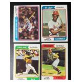 (4) 1974 Topps Vintage Baseball Stars Lot - Pete Rose, Lou Brock, Reggie Jackson, Steve Garvey