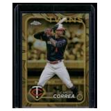 Carlos Correa Gold Refractor Number Match 4/99   2024 Topps Chrome #92 Minnesota Twins Baseball Card