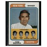 Yogi Berra/Rube Walker/Eddie Yost/Roy McMillan/Joe Pignatano   1974 Topps #179 New York Mets Baseball Card