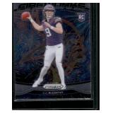 J.J. McCarthy RC  2024 Panini Prizm Fireworks Green #18 Minnesota Vikings Football Card