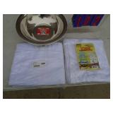 Stainless bowl with towels & cleaning cloth. As shown.