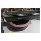 Two 6"X30" Window Planters and One 18" Round Pottery Planter