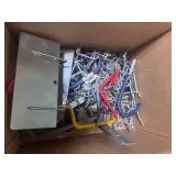 Box of Multiple Screw in Garage Hooks and Peg Board Hooks with magnets, Baskets and Shelves for Peg Board