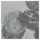 Four Cut Glass Pieces; Candy Dish, Sugar Bowl, Trinket Tray, Compote