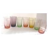 Set of 7 Vintage Multicolored Drink Glasses
