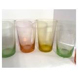 Set of 7 Vintage Multicolored Drink Glasses