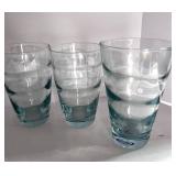 Set of 5 Libbey Ripple Aqua Drink Glasses