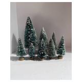 Set of 8 Flocked Trees 7" to 3"