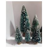 Set of 8 Flocked Trees 7" to 3"