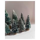 Set of 8 Flocked Trees 7" to 3"