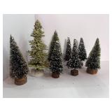 Set of 8 Flocked Trees 7" to 3"