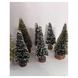 Set of 8 Flocked Trees 7" to 3"