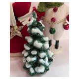 Two Snowmen and  Ceramic Flocked Tree