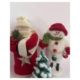 Two Snowmen and  Ceramic Flocked Tree