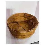 Leather Handled Longaberger Basket 9 1/2" Round