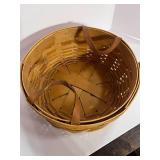 Leather Handled Longaberger Basket 9 1/2" Round