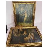 Two Antique Framed Prints: Noonday Meal by Bernhard Pothast 1932