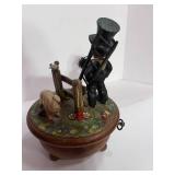 Vintage Anri Wood Carved Music Box with Thorens Swiss Movement