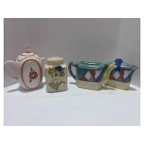 Three Vintage Tea Pots Lustreware and Shaker