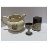 Vintage English Pitcher and Two Vintage Stoneware Pieces