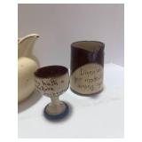 Vintage English Pitcher and Two Vintage Stoneware Pieces