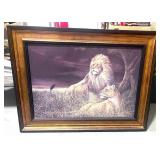 Beautiful Lion and Lioness Framed Picture 40" X 28"