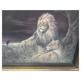Beautiful Lion and Lioness Framed Picture 40" X 28"