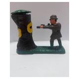 Vintage Style Cast Iron Bear and Hunter Bank