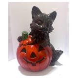 Vintage Ceramic Hand Painted Cat Pumpkin