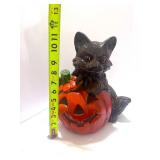 Vintage Ceramic Hand Painted Cat Pumpkin
